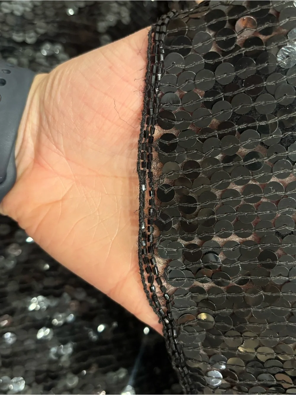 100% Silk Vintage Black Sequin Women's Skirt